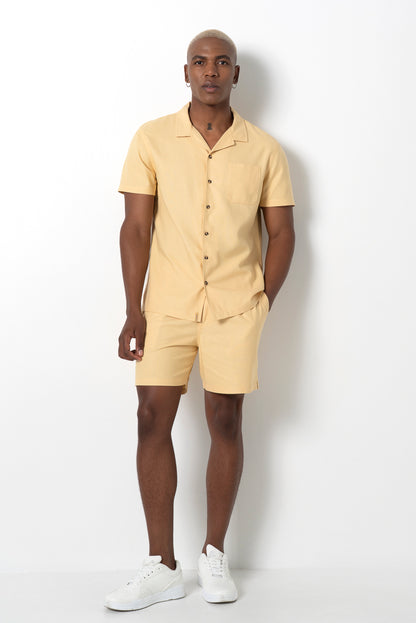 Linen-Like Shirt _ 161138 _ Ochre