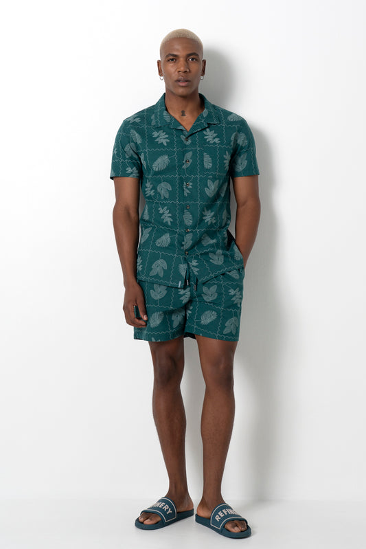 Flower Tile Shorts _ 161140 _ Emerald
