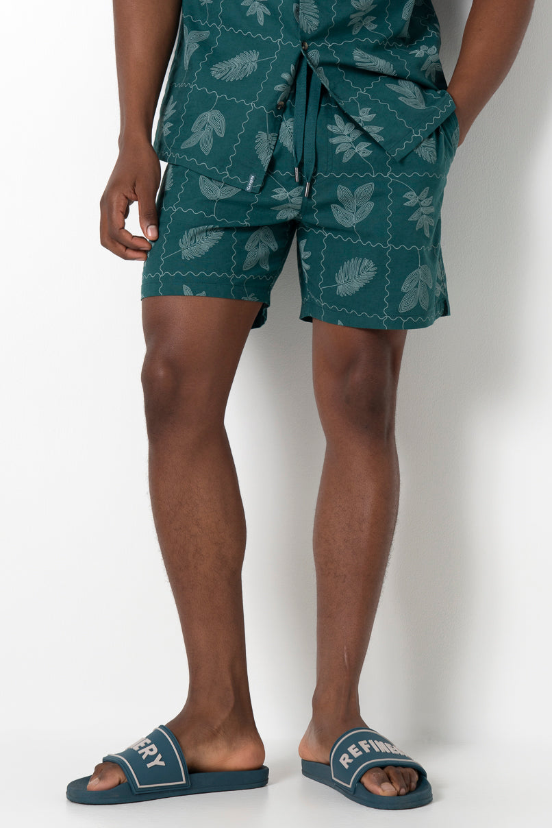 Flower Tile Shorts _ 161140 _ Emerald