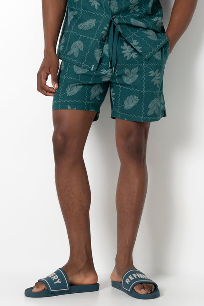 Flower Tile Shorts _ 161140 _ Emerald