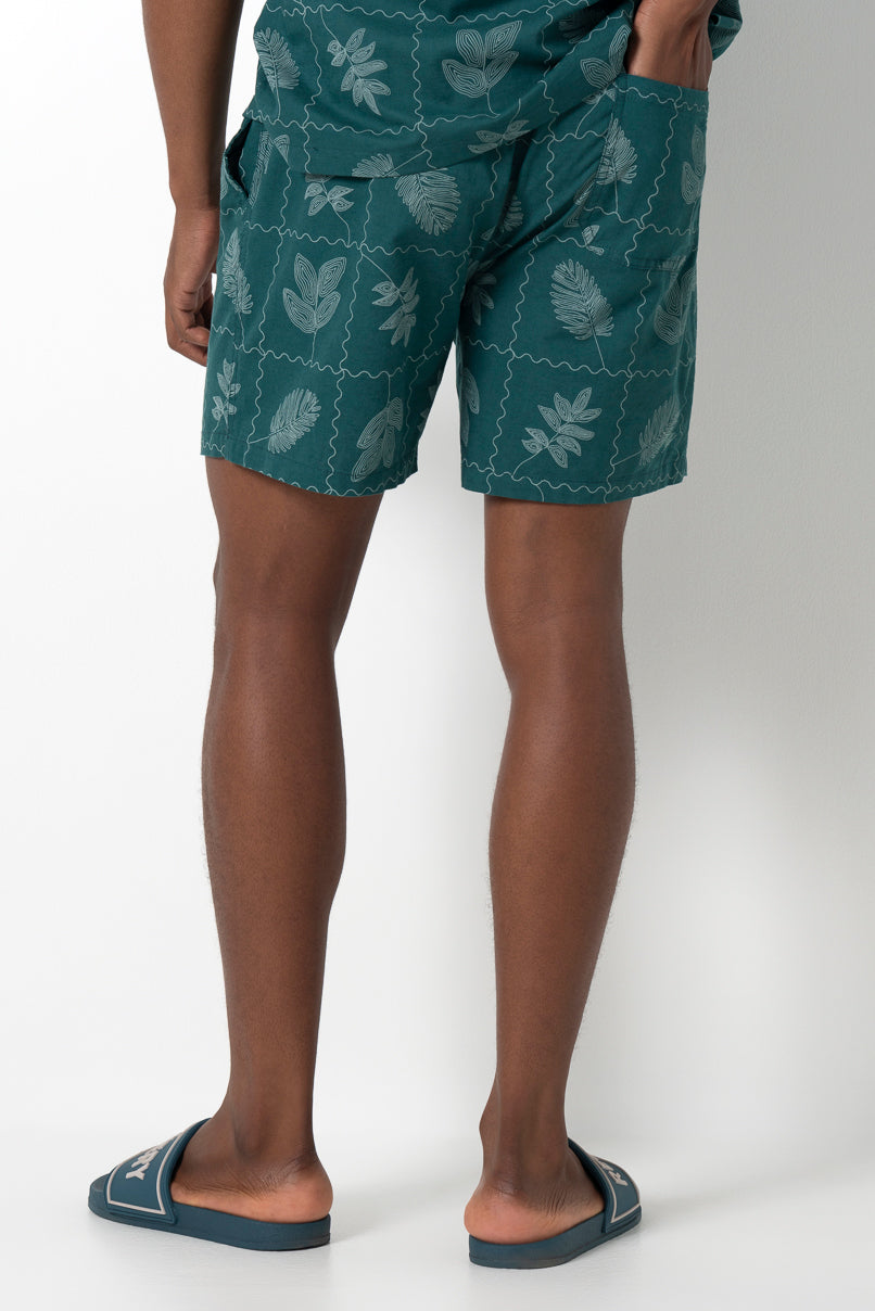 Flower Tile Shorts _ 161140 _ Emerald