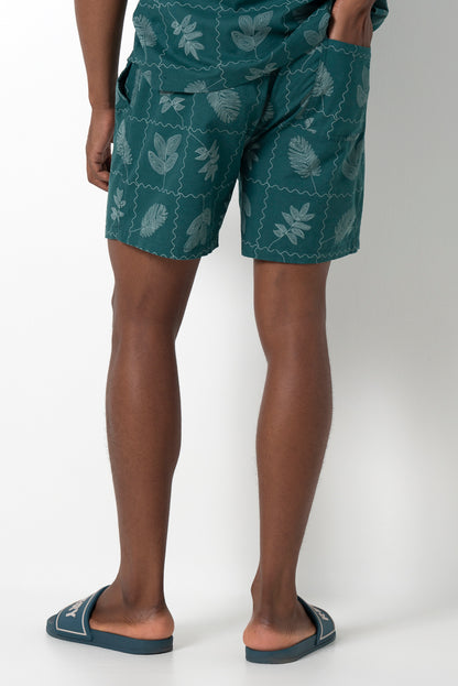 Flower Tile Shorts _ 161140 _ Emerald