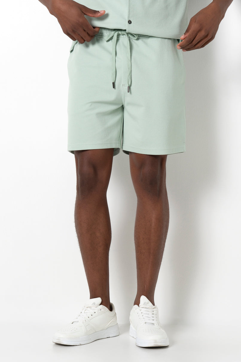 Textured Knit Shorts _ 161139 _ Sage