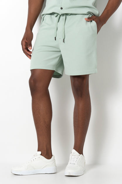 Textured Knit Shorts _ 161139 _ Sage
