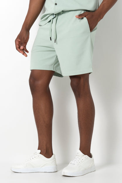 Textured Knit Shorts _ 161139 _ Sage