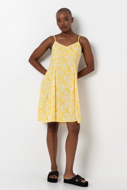 Panel Flare Dress _ 163464 _ Yellow