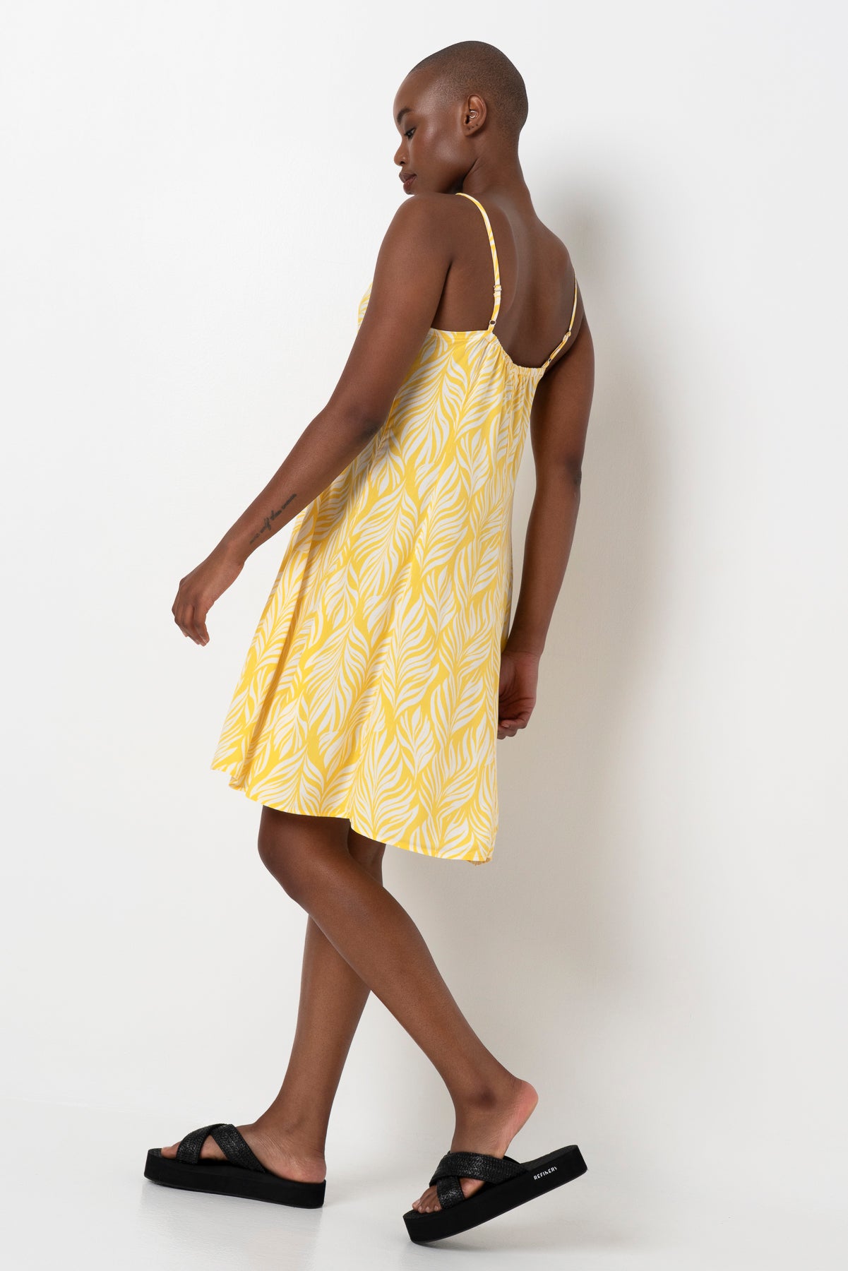 Panel Flare Dress _ 163464 _ Yellow