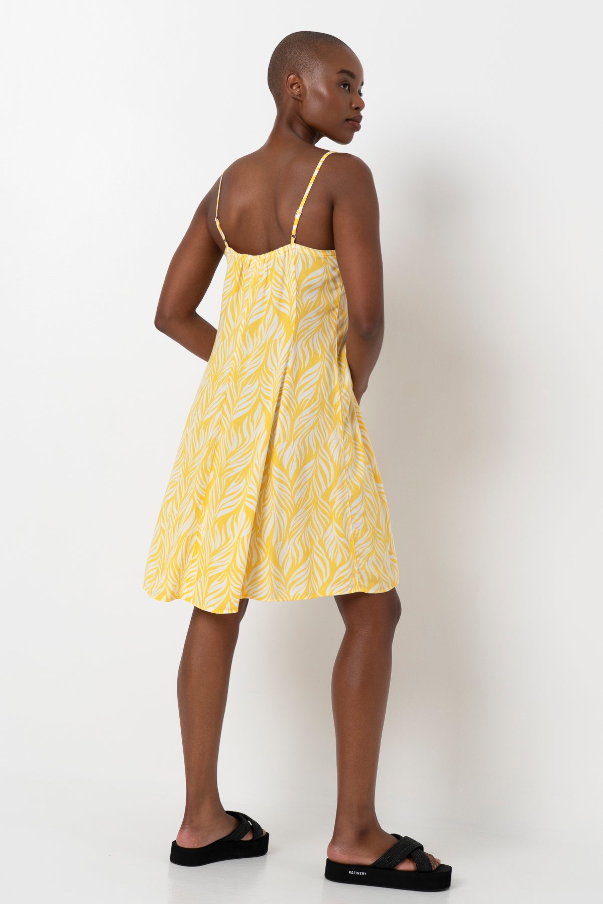 Panel Flare Dress _ 163464 _ Yellow