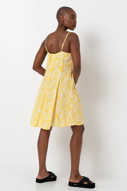 Panel Flare Dress _ 163464 _ Yellow