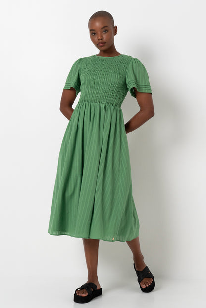 Shirred Bodice Dress _ 165777 _ Green