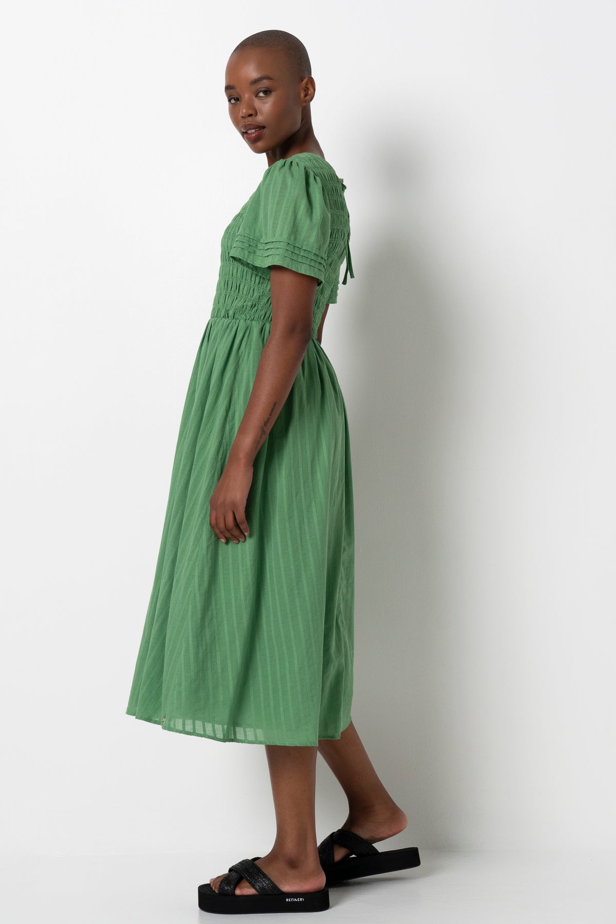 Shirred Bodice Dress _ 165777 _ Green