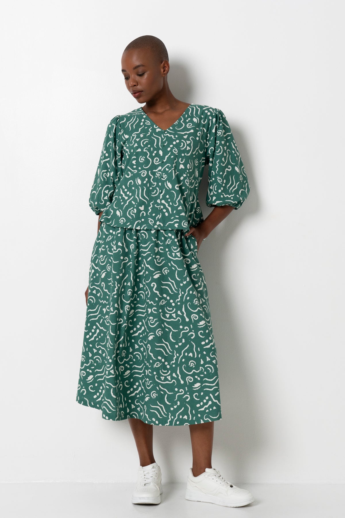 Puff Sleeve Top _ 163515 _ Green