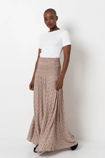 Basque Waist Skirt _ 165801 _ Stone