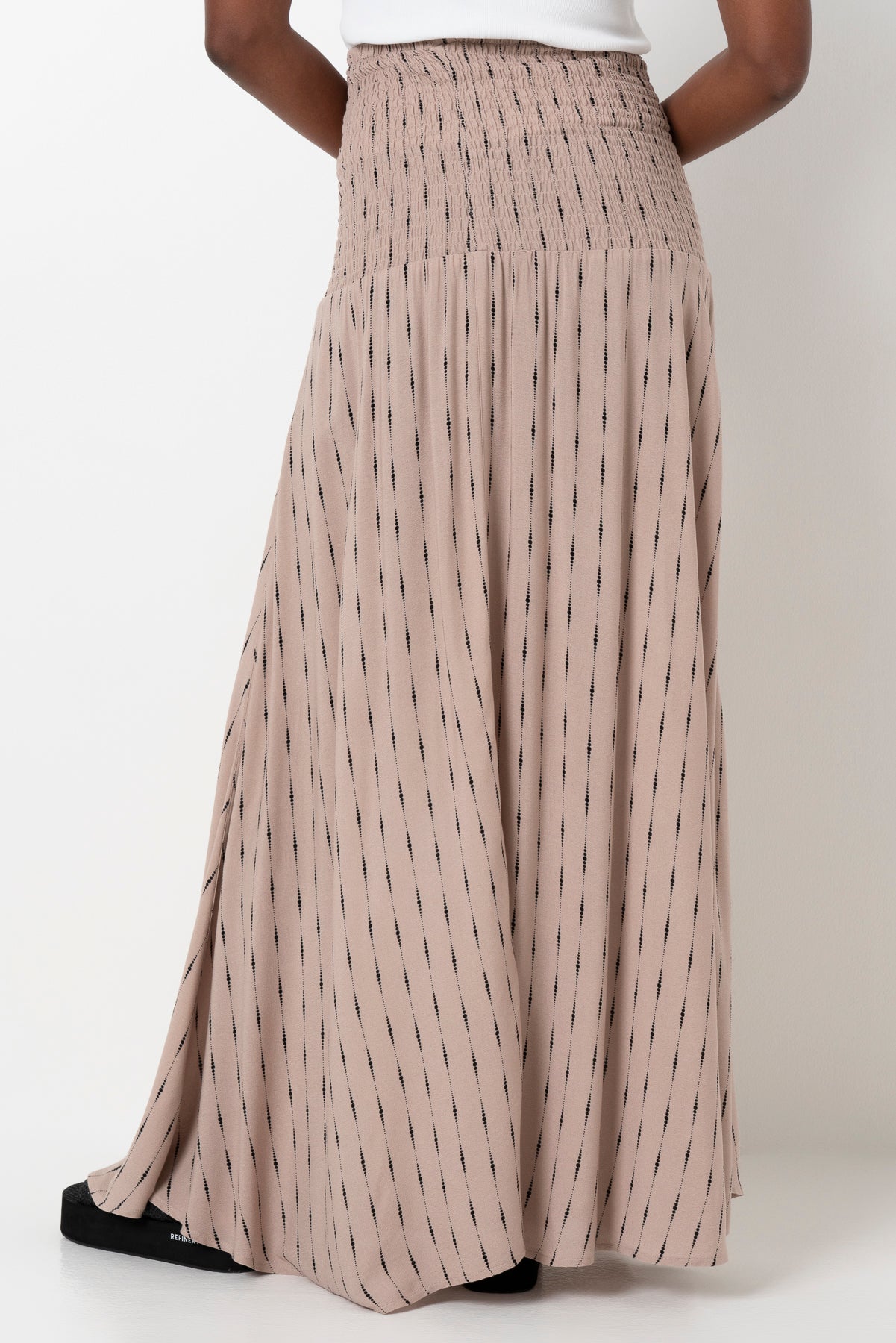 Basque Waist Skirt _ 165801 _ Stone