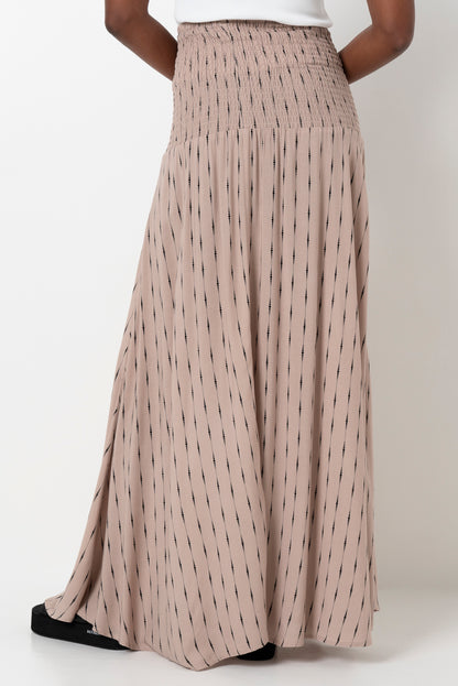 Basque Waist Skirt _ 165801 _ Stone