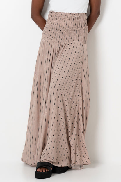 Basque Waist Skirt _ 165801 _ Stone