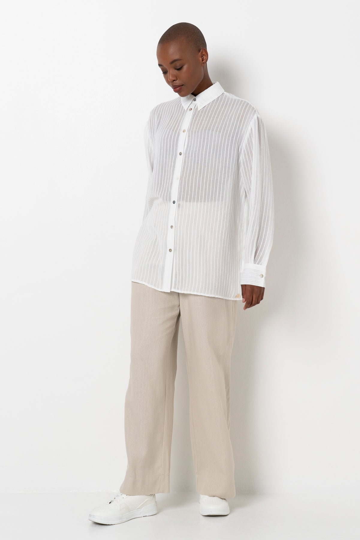 Sheer Relaxed Shirt _ 163521 _ White