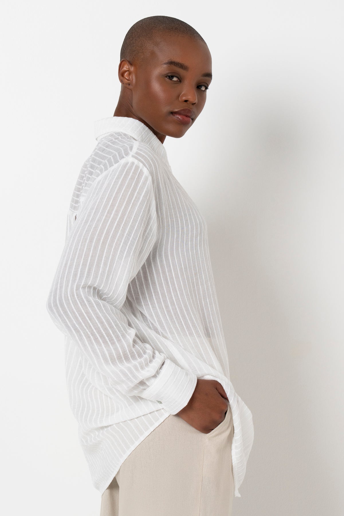 Sheer Relaxed Shirt _ 163521 _ White
