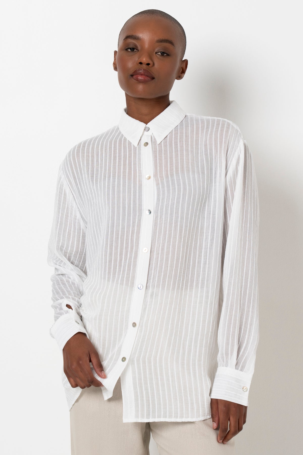 Sheer Relaxed Shirt _ 163521 _ White