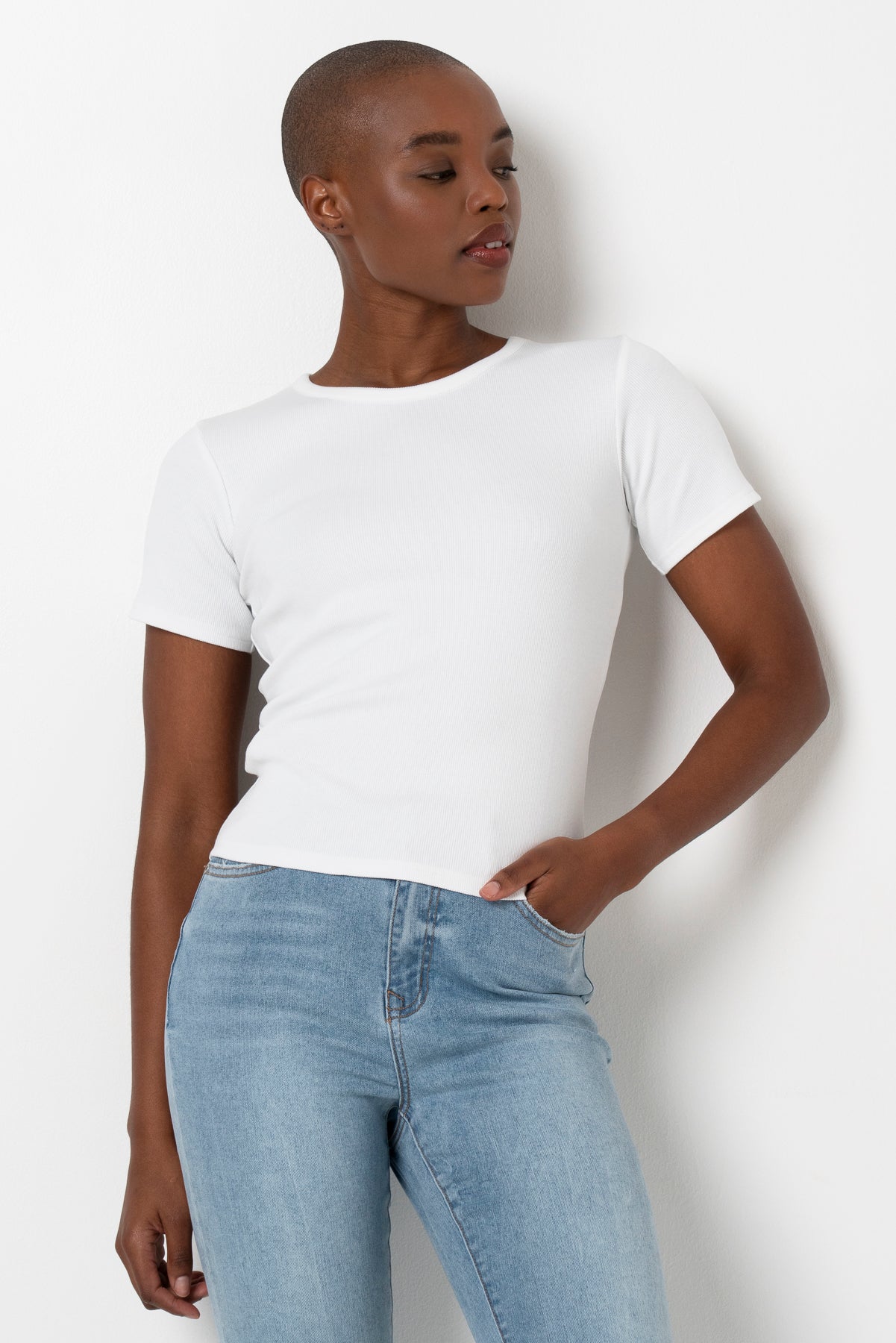 Fitted Ribbed T-Shirt _ 163455 _ White