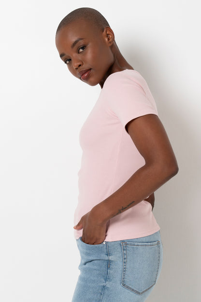 Fitted Ribbed T-Shirt _ 163456 _ Pale Pink