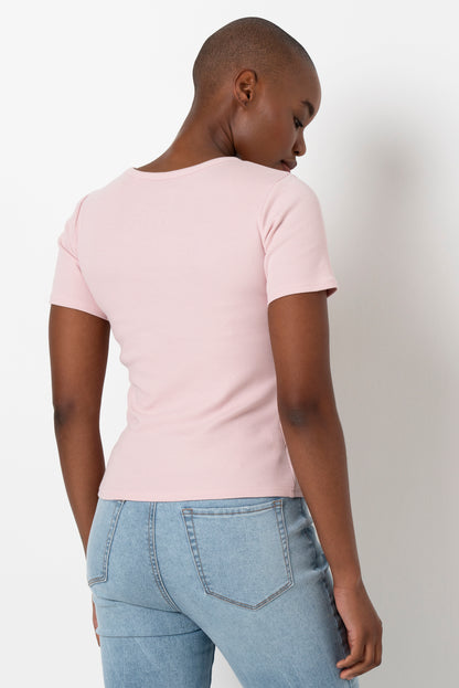 Fitted Ribbed T-Shirt _ 163456 _ Pale Pink