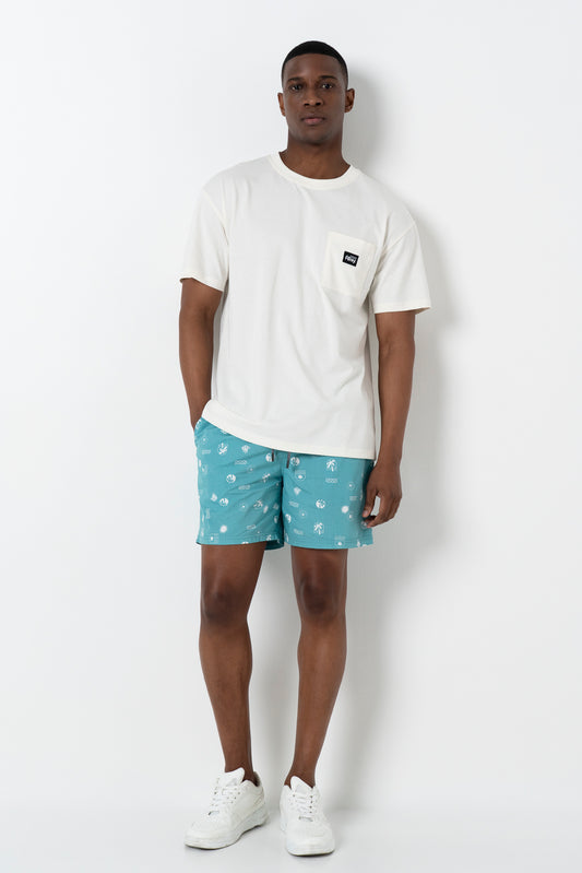 Printed Pool Shorts _ 164448 _ Turquoise