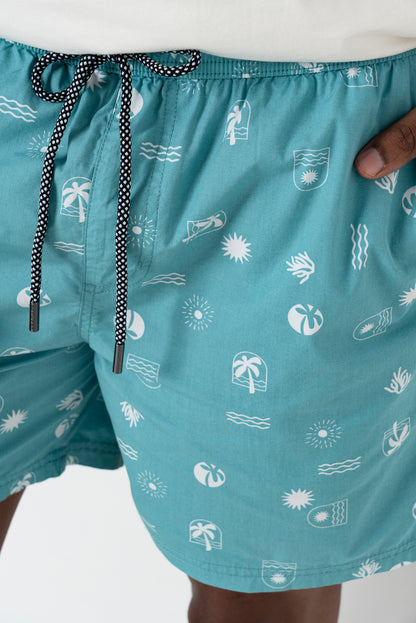 Printed Pool Shorts _ 164448 _ Turquoise