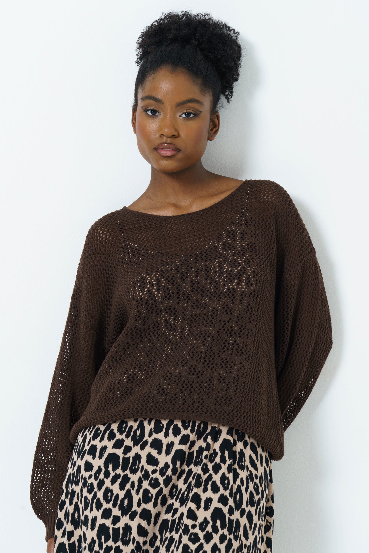 Wide Sleeve Jumper _ 167663 _ Brown