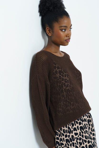 Wide Sleeve Jumper _ 167663 _ Brown