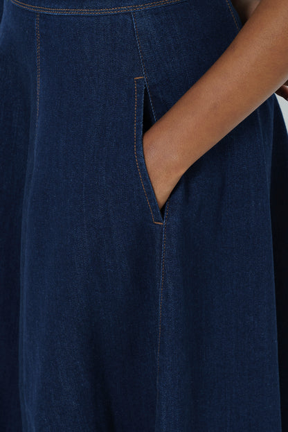 Denim A-Line Skirt _ 165798 _ Dark Wash