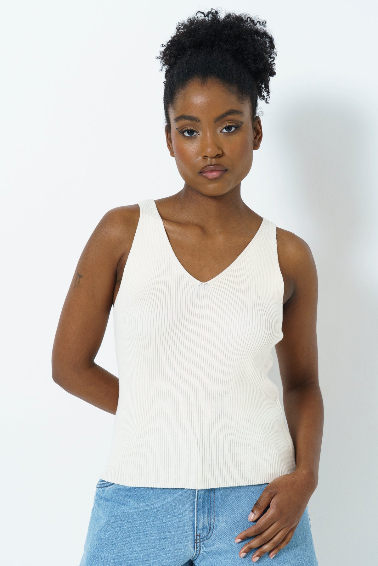Knit Strappy Tank _ 163524 _ Milk