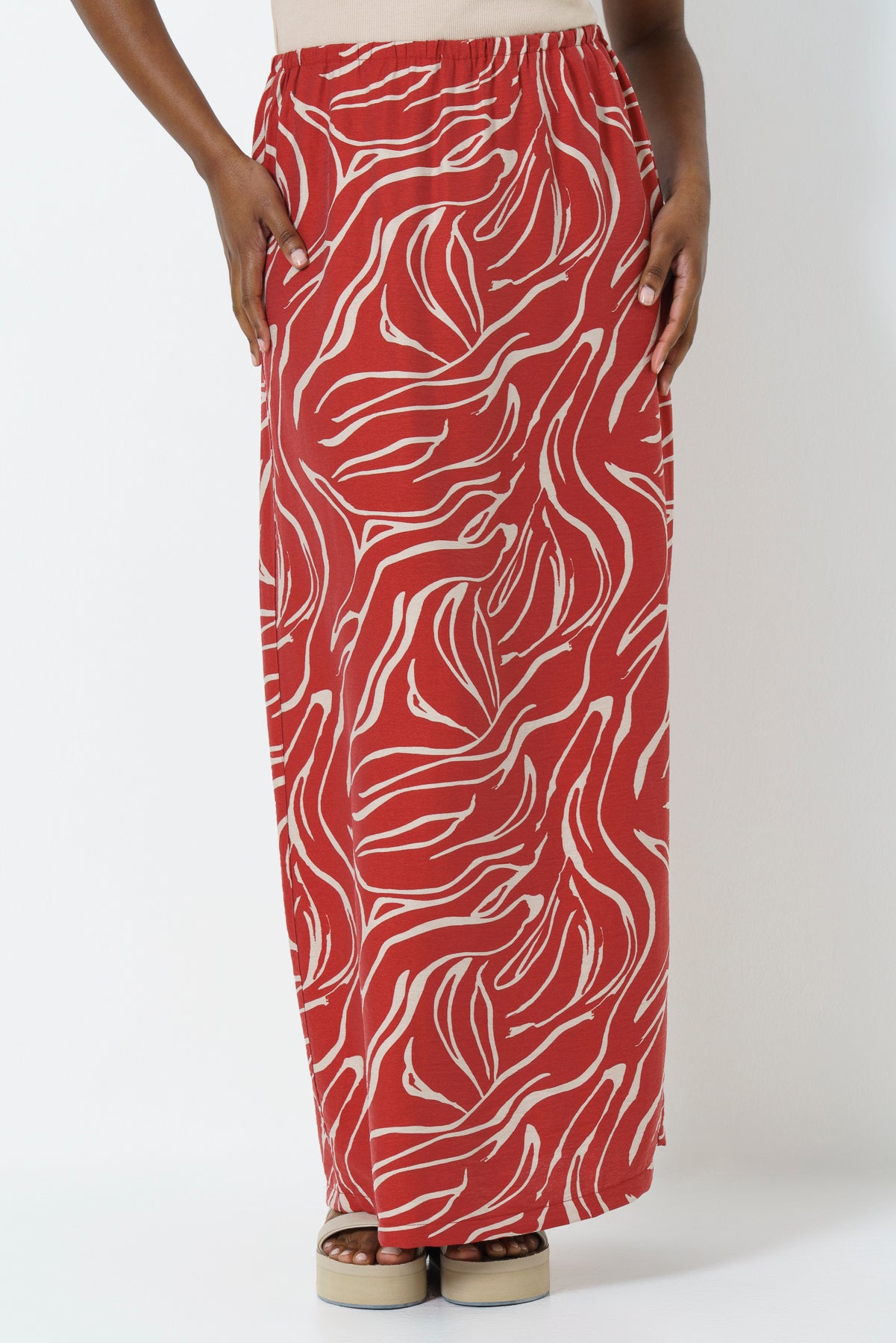 Column Maxi Skirt _ 165805 _ Red
