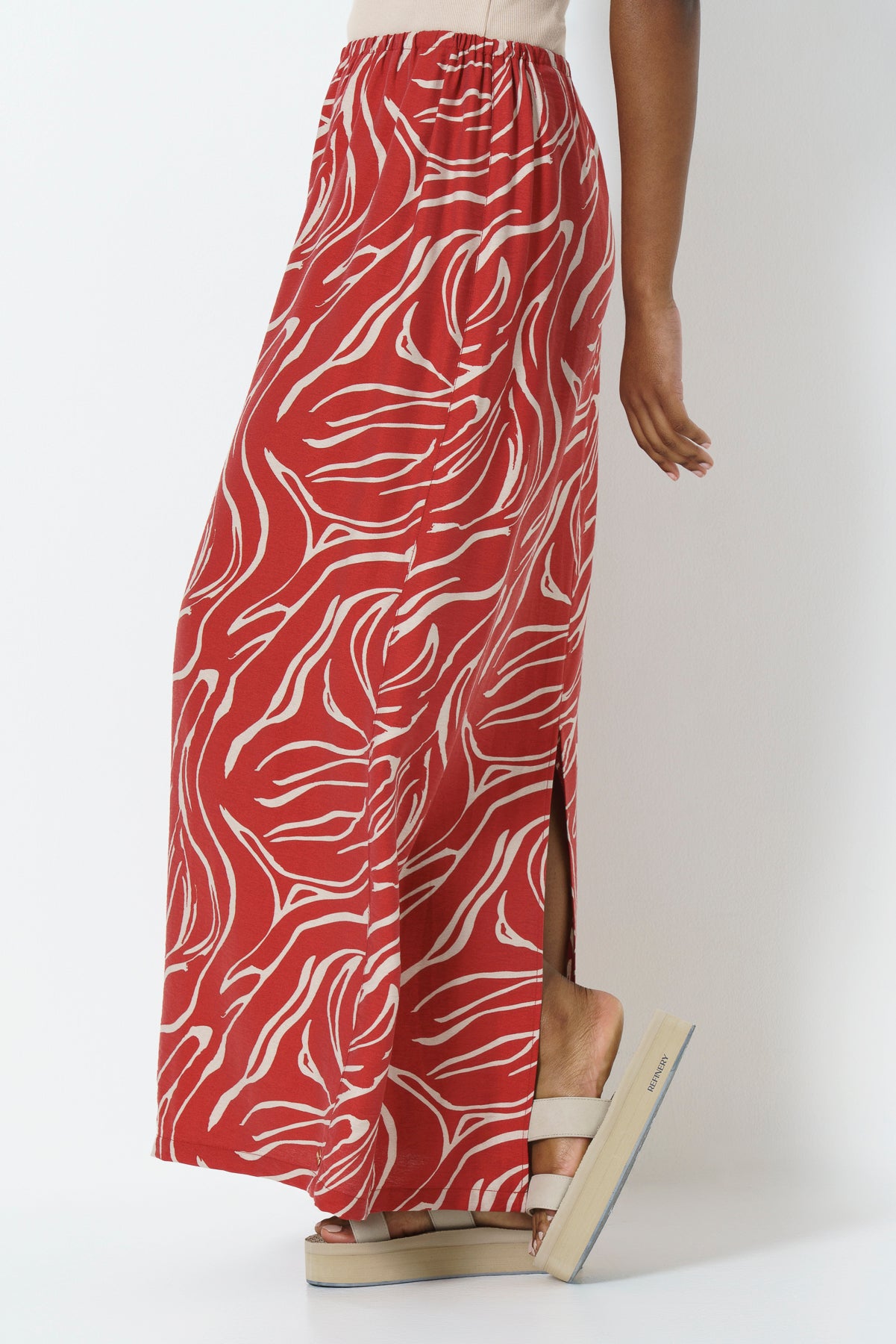 Column Maxi Skirt _ 165805 _ Red