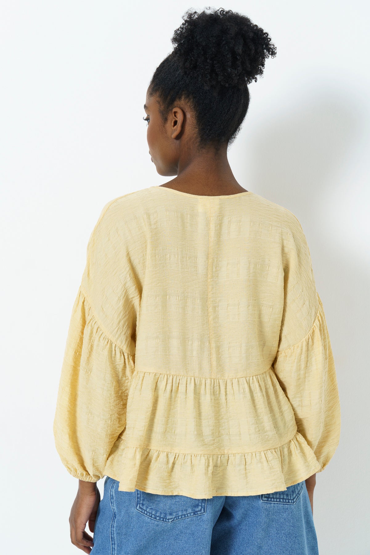Tiered Sheer Top _ 163522 _ Yellow