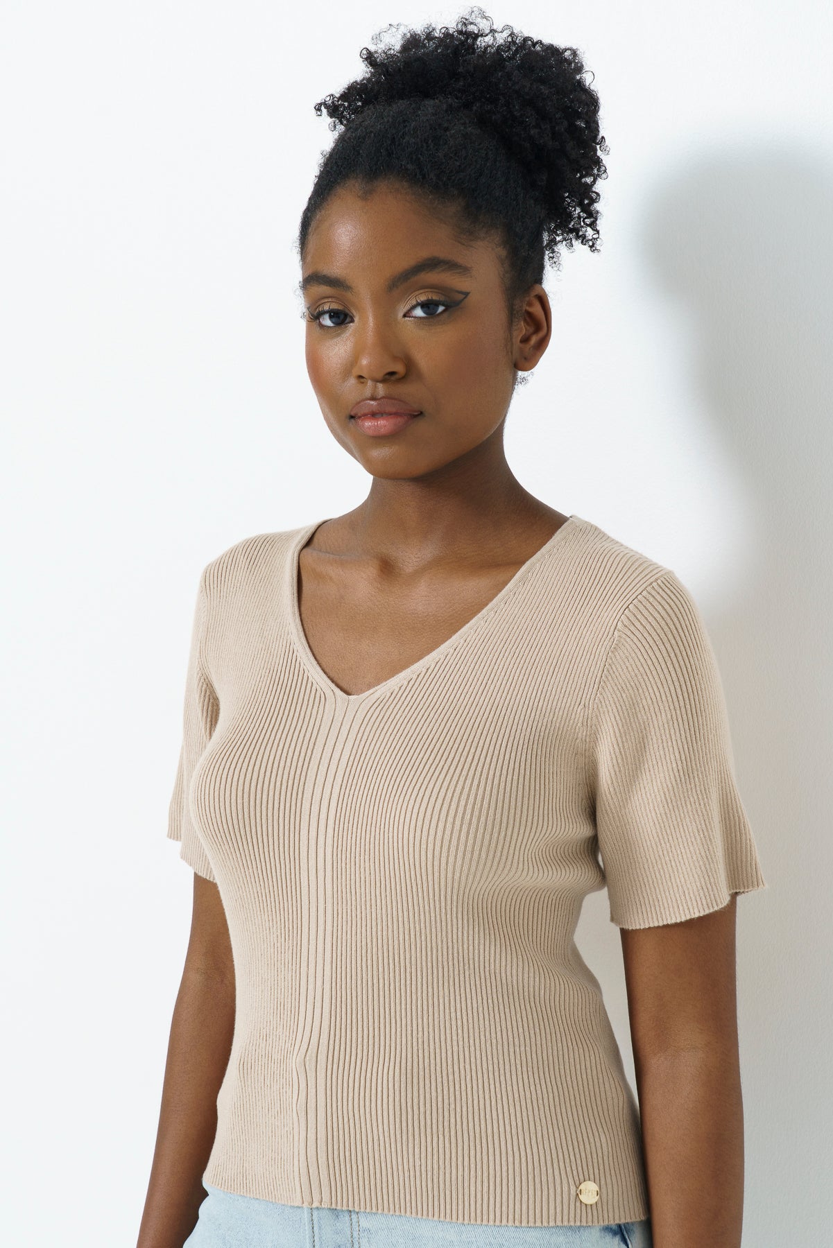 Rib Knit Top _ 163565 _ Sand