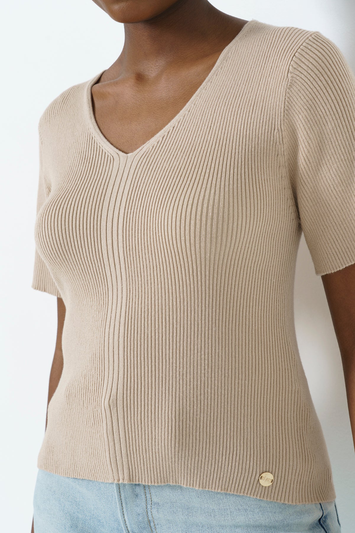 Rib Knit Top _ 163565 _ Sand
