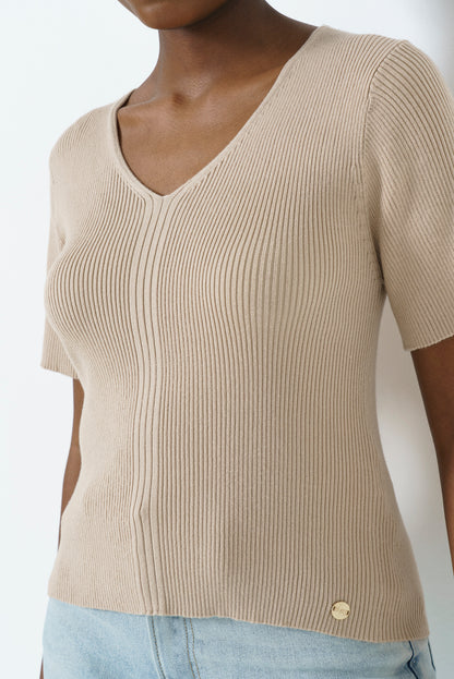 Rib Knit Top _ 163565 _ Sand