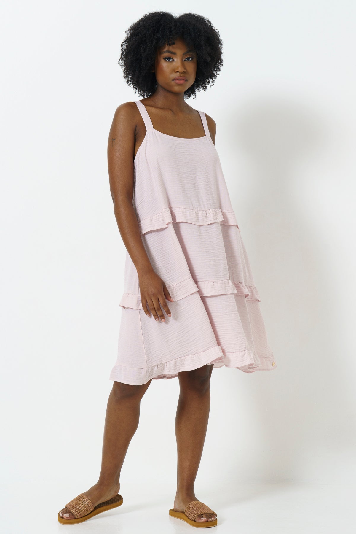 Relaxed Tiered Dress _ 165759 _ Pale Pink