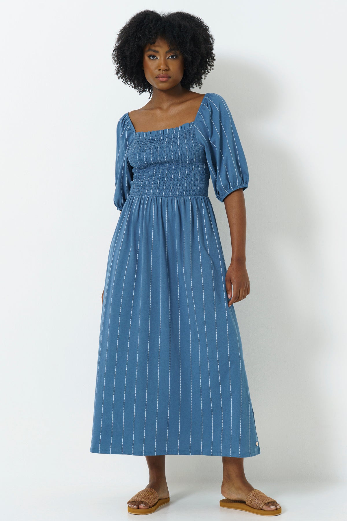 Bodice Puff Sleeve Dress _ 165754 _ Blue