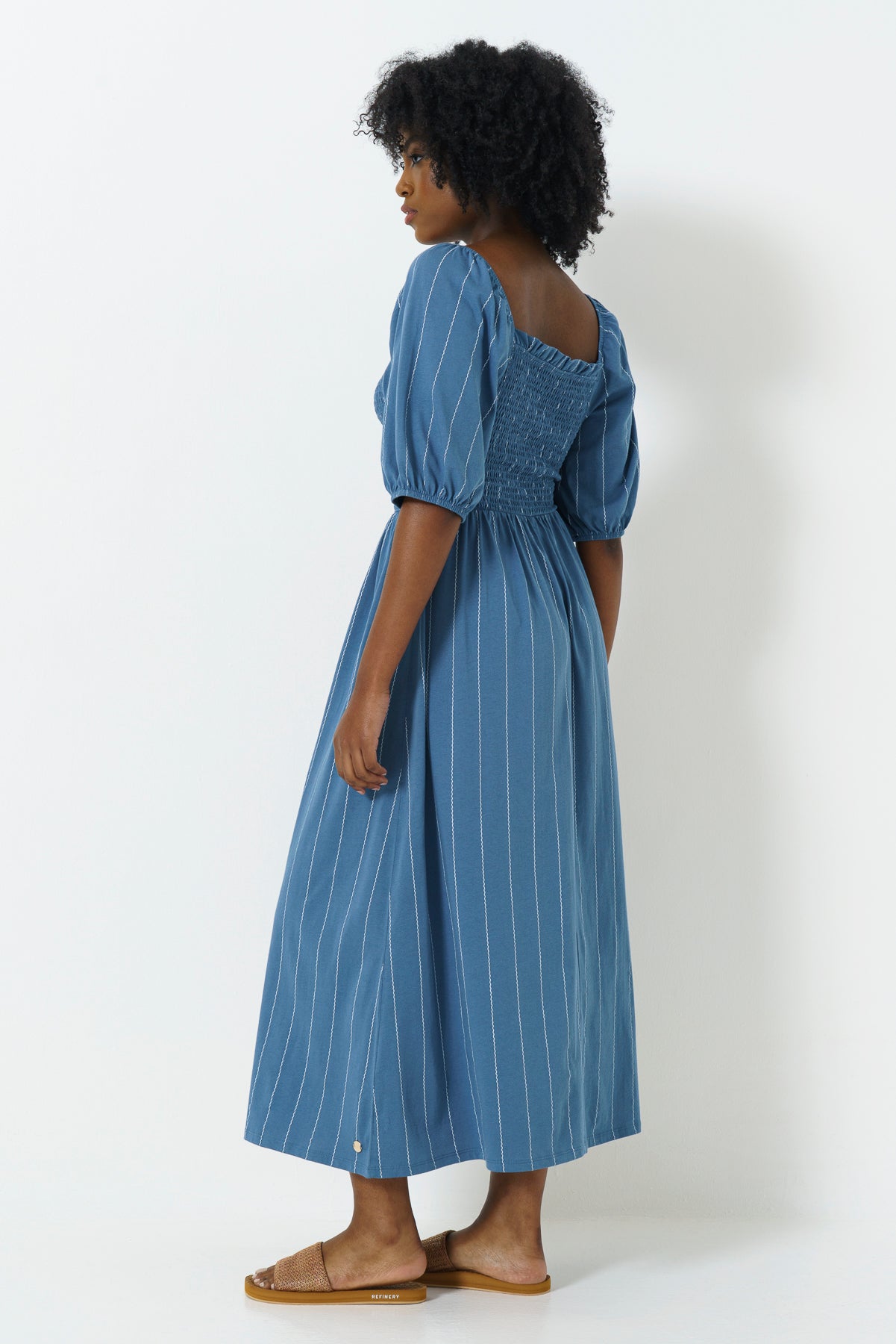 Bodice Puff Sleeve Dress _ 165754 _ Blue