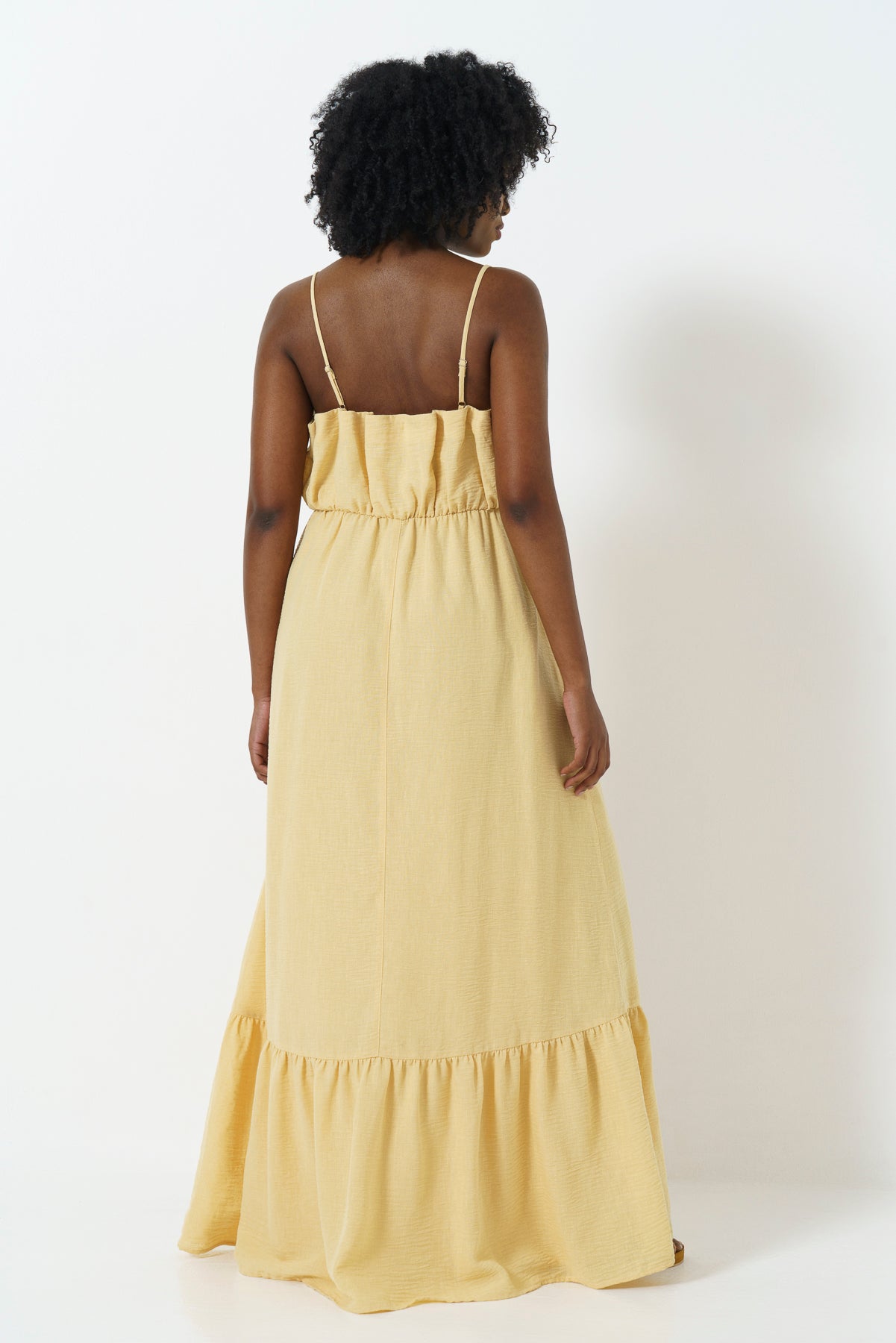 Ruffle Neckline Dress _ 165778 _ Yellow