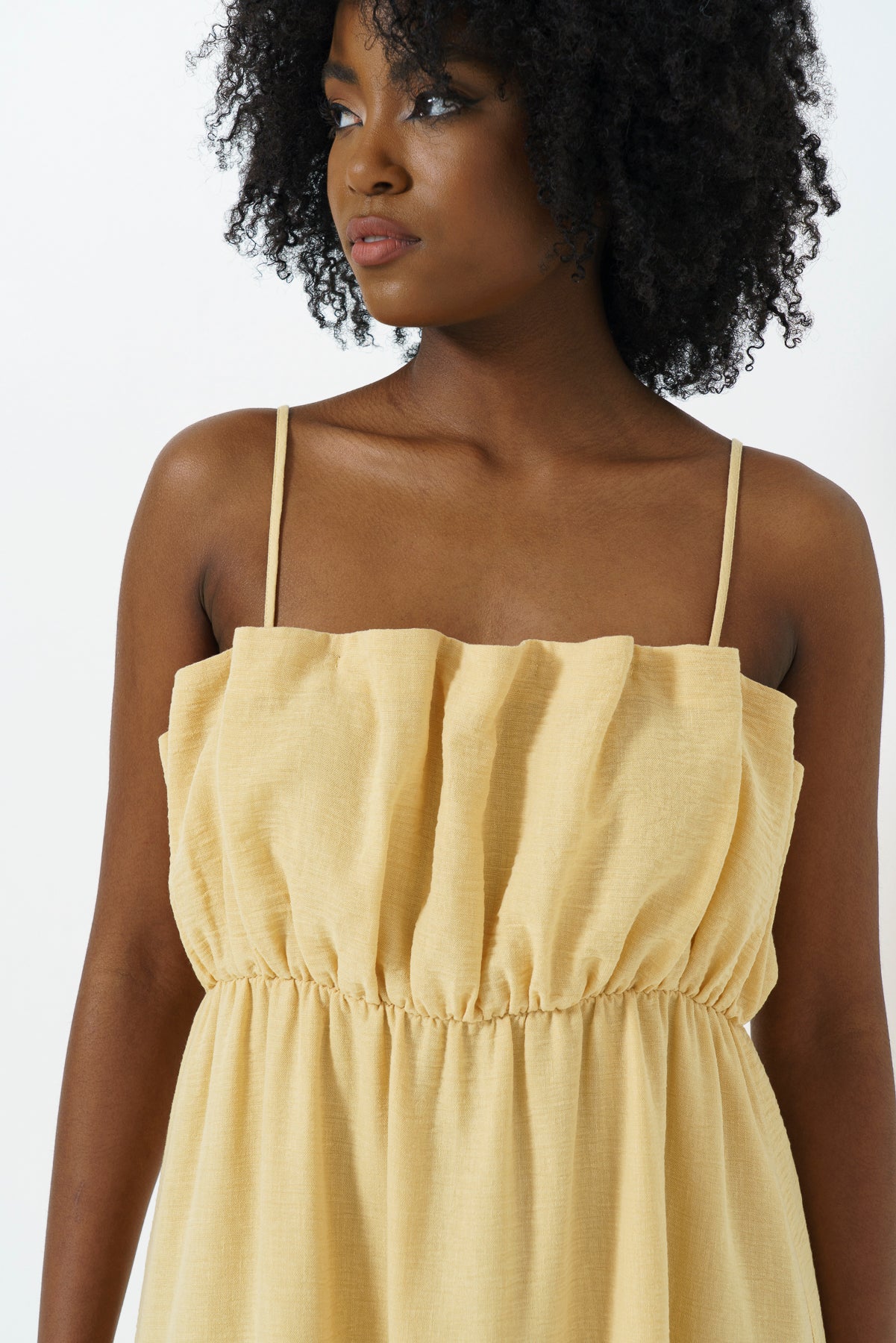 Ruffle Neckline Dress _ 165778 _ Yellow