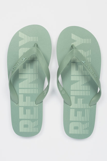 Stripe Print Flip Flop _ 165531 _ Green