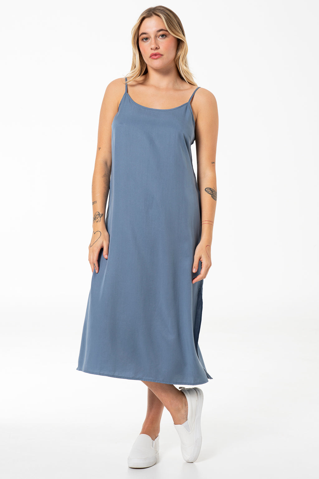 Chambray Slip Dress _ 141443 _ Light Blue