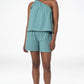 One-Shoulder Linen Top _ 143369 _ Green