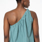 One-Shoulder Linen Top _ 143369 _ Green