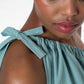 One-Shoulder Linen Top _ 143369 _ Green