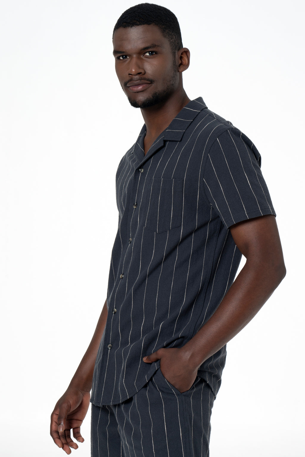 Textured Striped Shirt _ 141636 _ Black