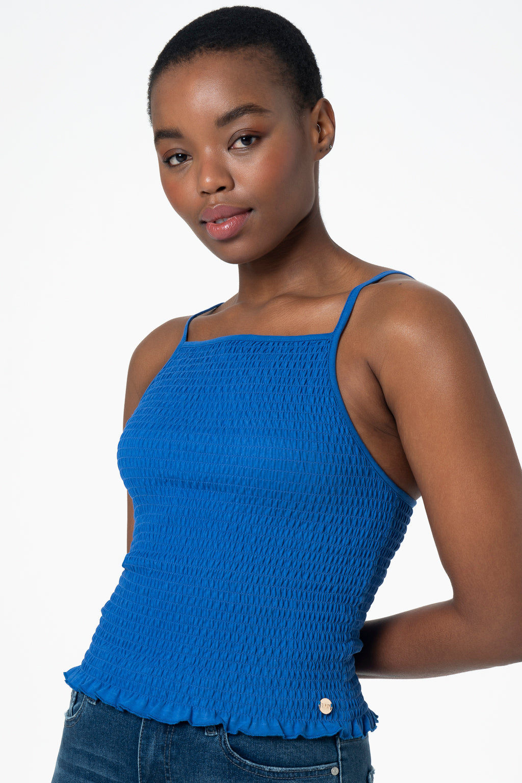 Shirred Tank _ 143381 _ Blue from REFINERY – Refinery